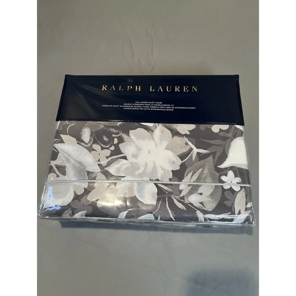 Ralph Lauren Avery Duvet Cover Full /Queen Gray Chrysanthemum Floral 92